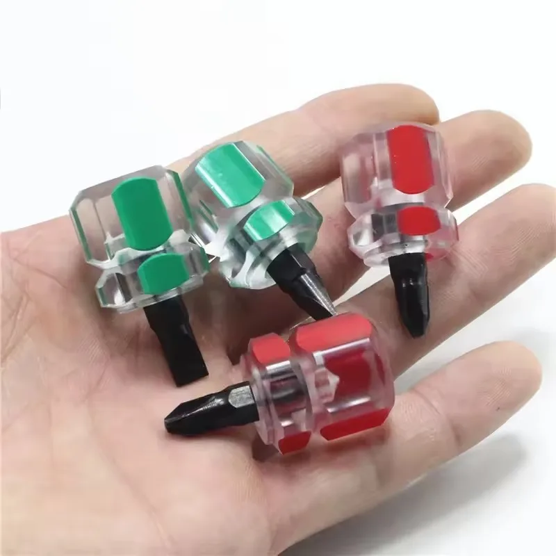 

Cute Mini Phillips Slotted Screwdriver Portable Short Handle Screwdriver Tools Flat Cross Head Screwdriver for Household Repair