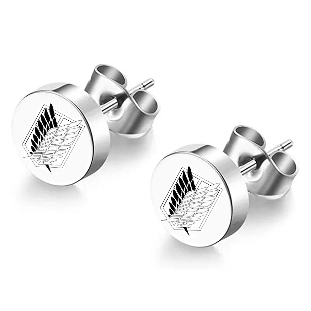 Mode Anime Titans Ohrring Angriff Flügel Trainee Survey Corps Pferd Schwert Ohr Studs C Fondaь Cosplay Weihnachten Schmuck