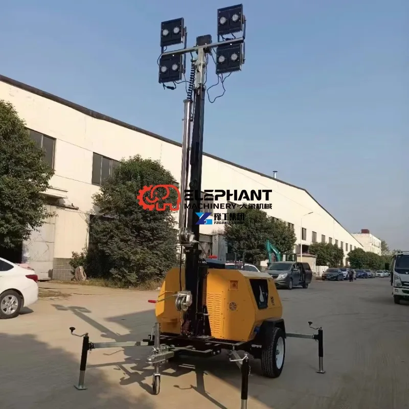 7m IP67 Mobile LED Light Tower with Diesel Generator CE Certified 360 Beam Angle Industrial Outdoor Construction Site Lighting