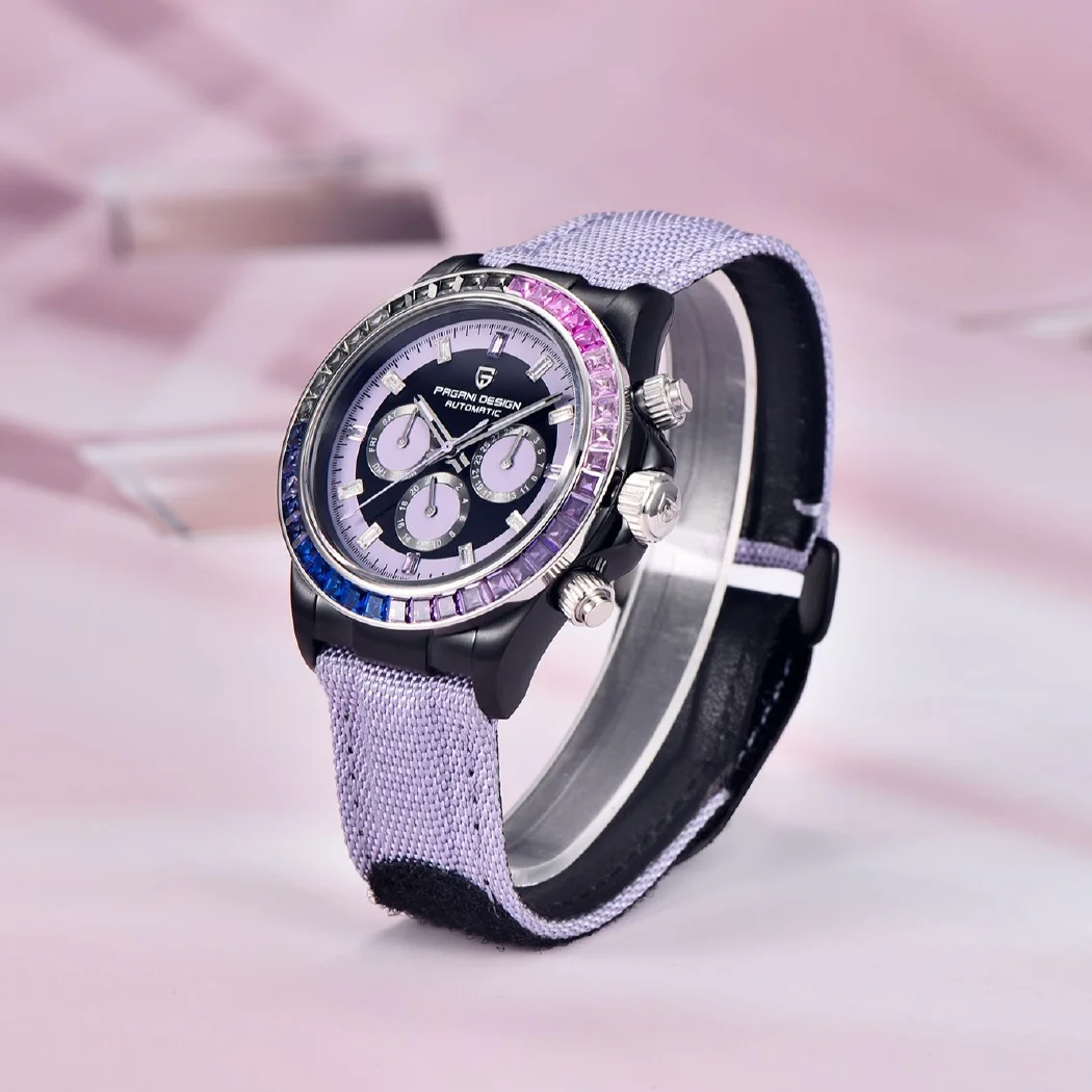 PAGANI DESIGN Novo Rainbow Gem Circle Cronógrafo Automático Relógio Para Homens Relógio De Pulso Mecânico homens Relógio De Vidro De Safira