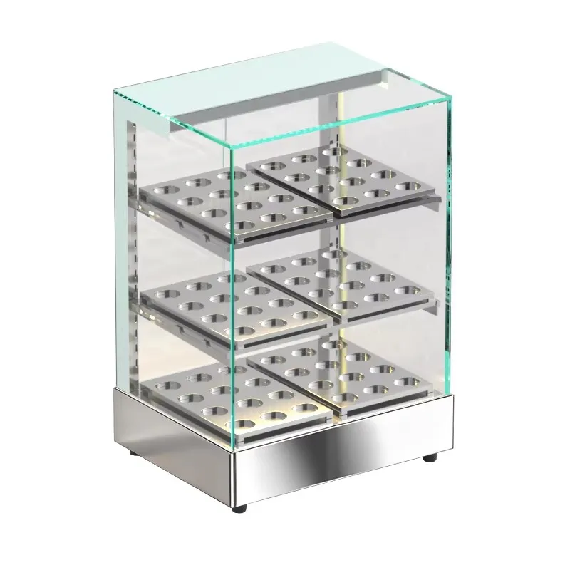 

Теплоизолированный шкаф-витрина для яичных тарталеток, розовый, коммерческий, с подогревом