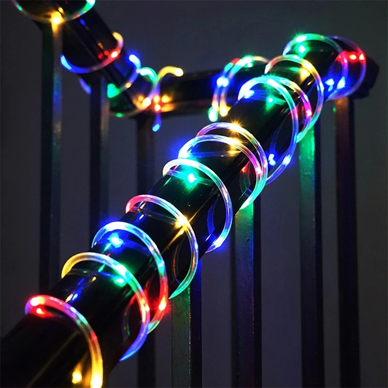 Solar Festoon Led String Lights 7.5M/12M Waterproof Outdoor Street Garland Solar Power Tube RGB Lamp Christmas Garden Decoration