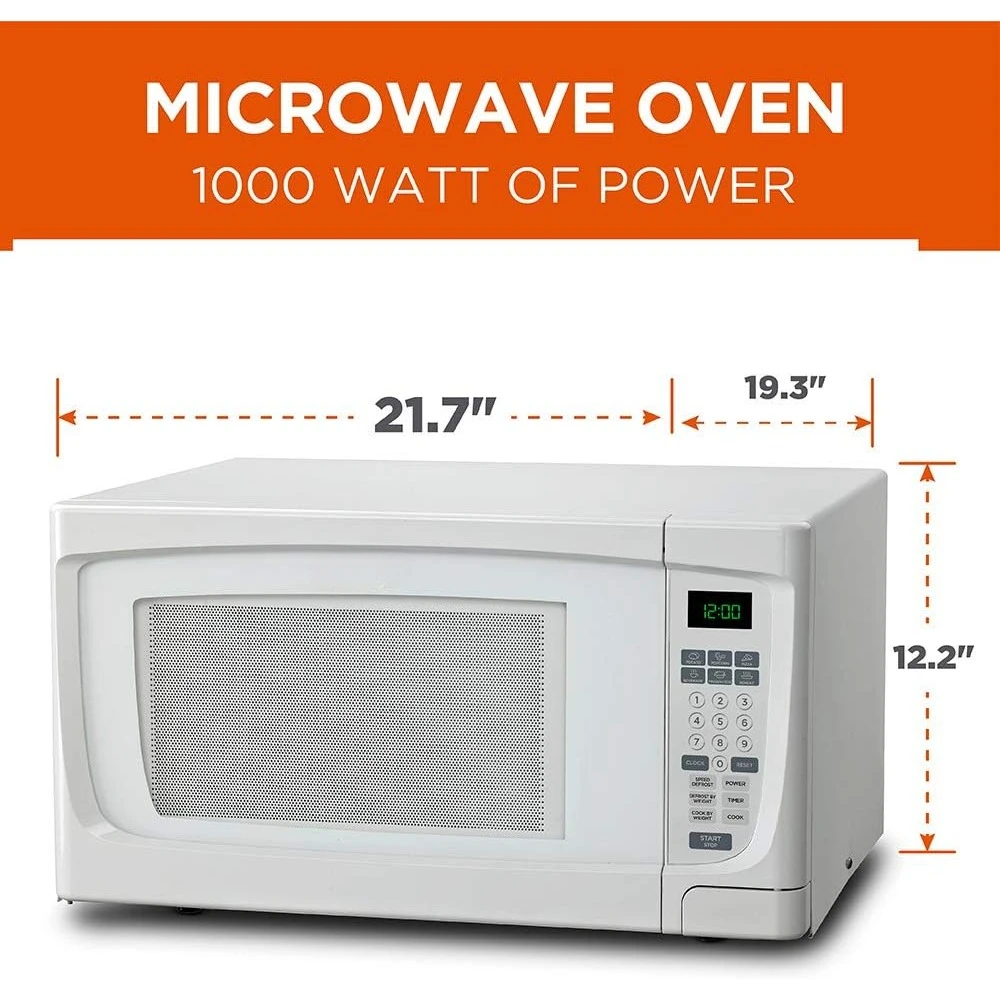 1.6 Cubic Foot Microwave with 10 Power Levels, Small Microwaves with Push Button, 1000 Watt Microwaves, Countertop Microwave