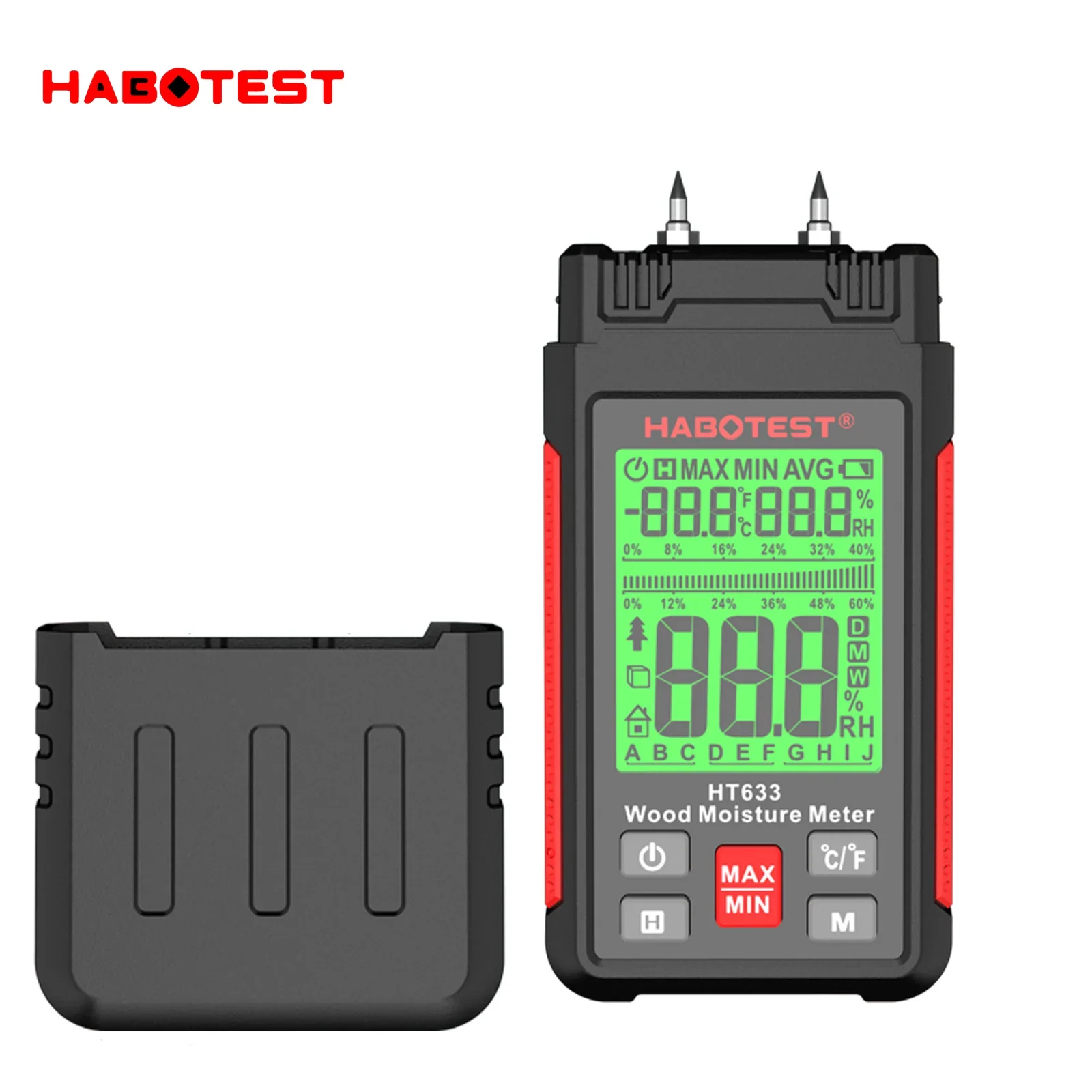 HT633 Digital Moisture Meter Wood Wall Water Tester Humidity Meter with LCD Display for Cement Brick