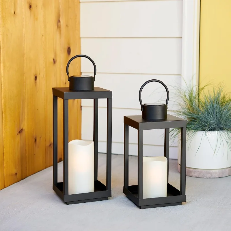 Solar Lantern Decorative Front Porch Decor, 18 Inch Solar Lanterns Outdoor Waterproof