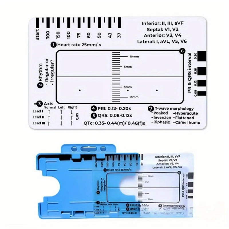 7 Step Ruler, Ruler Plastic Ruler Measuring Tool, 7 Step Ruler For Interpretation, Transparent EKG Calipers Measuring Tool
