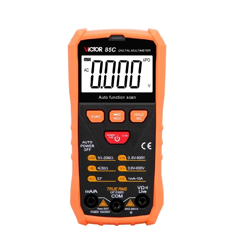 VICTOR 85C 1999 Counts 3 1/2 NCV Small Size True RMS Live Torch Intelligent Digits Multimeter