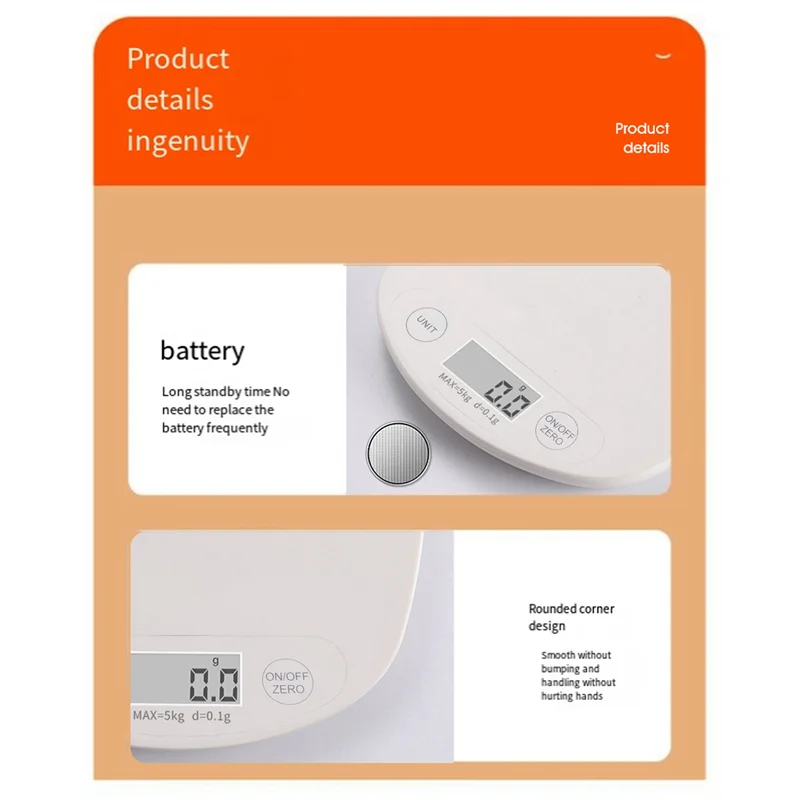 5KG Precision Digital Kitchen Scale Compact & Stylish Led Display Food Cooking Scale For Kitchen Cooking Baking Easy To Use