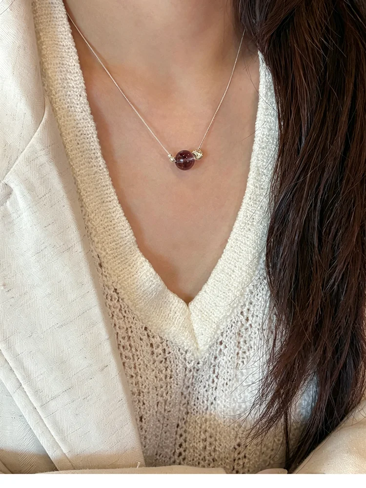 Silberfarbene Halskette mit einzelnem runden künstlichen Imitationskristall-Anhänger für Damen und Herren, Box-Kette, zierlicher Choker, Schmuck, Geschenk – Detail 14