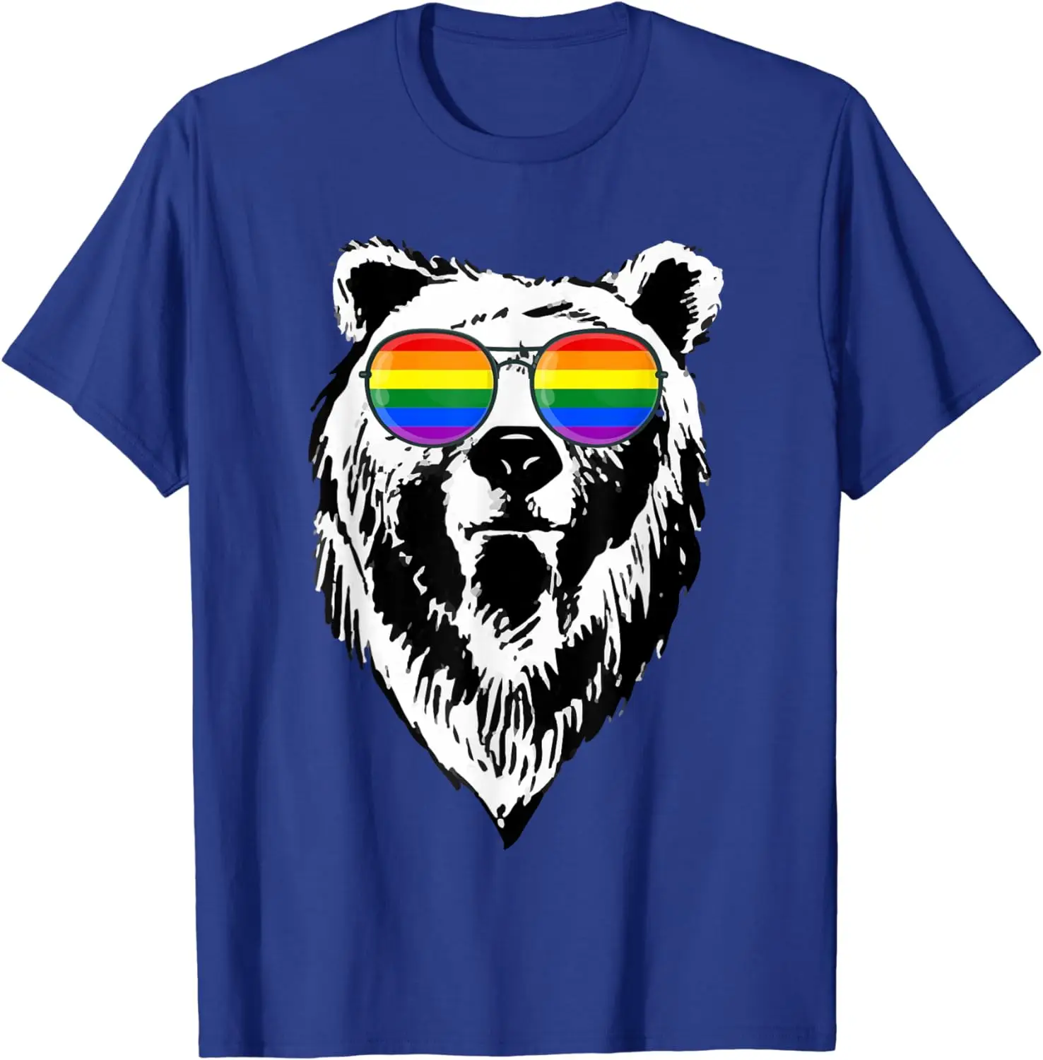 Gay Bear LGBT Rainbow Sunglasses Pride Flag Gifts for Men T-Shirt Cotton All Seasons