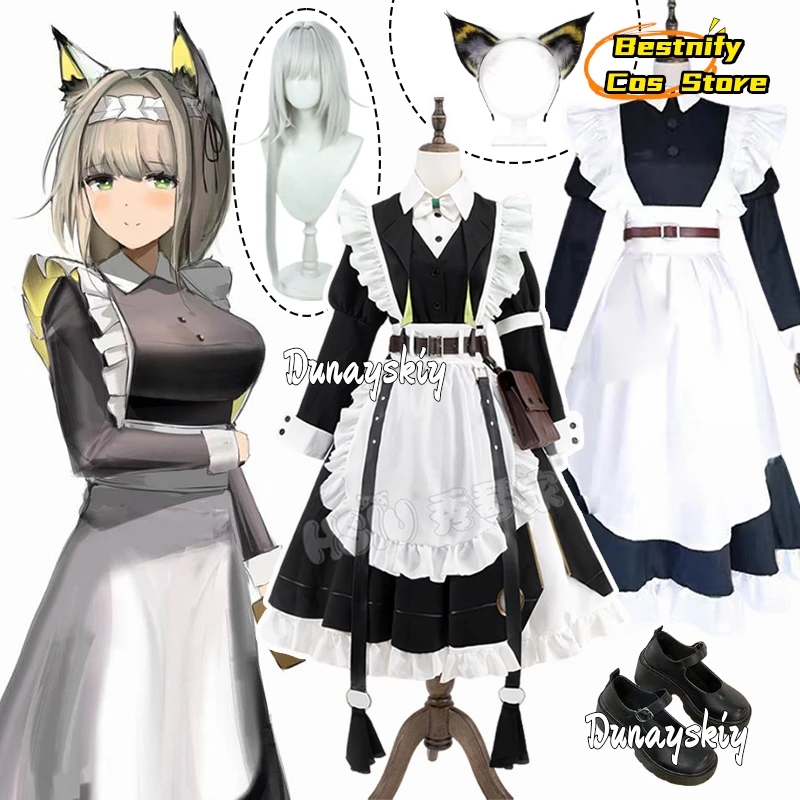 Disfraz de sirvienta Kal'tsit, juego de Cosplay, disfraz de Arknights {Bestnify Cos} traje de sirvienta para mujer, vestido de Lolita, delantal, disfraz de Mucama para Halloween
