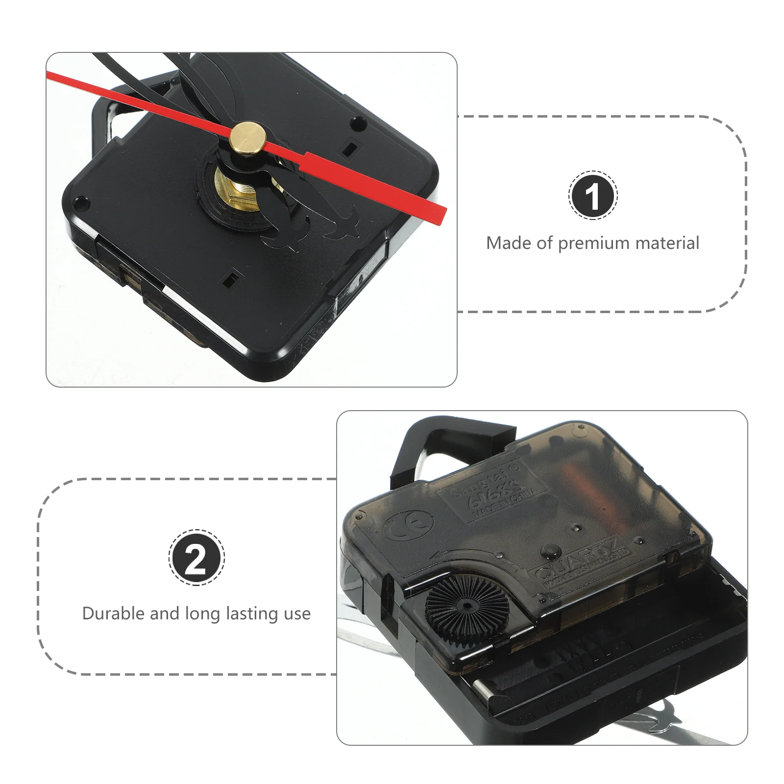 

2Sets DIY Clock Movement Kit Plastic Material Fine Workmanship Suitable for Different Styles DIY Clock Movement