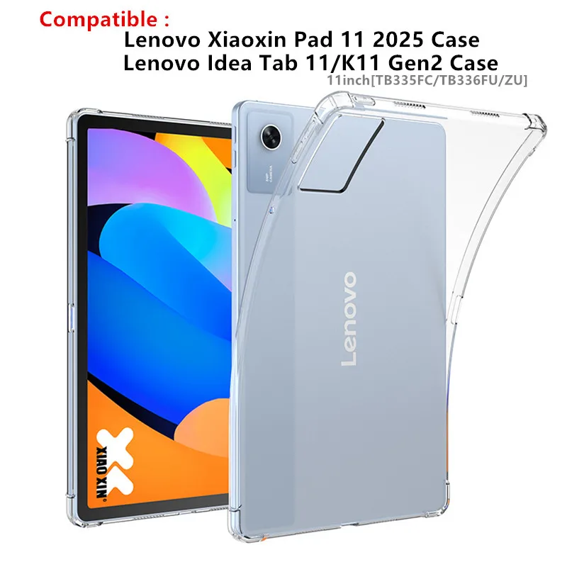 

For Lenovo Xiaoxin Pad 11 2025 Case Idea Tab 11/K11 Gen2 Airbag Soft Silicone Clear Funda TB335FC/TB336ZU/FU 11inch Tablet Cover
