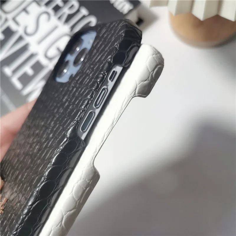 Luxury Business Metal Letters Couple Hard Case For Iphone 15 14 11 12 13 Pro Max 7 8 Plus Xr X Xs Animal Leather Cover Fundas