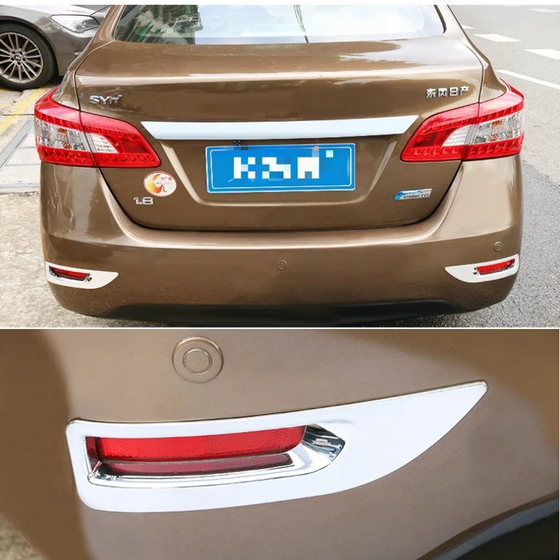 Chromed Front & Rear Fog Light Cover Trim For Nissan Sentra Sylphy 2012 2013 2014 2015-2015