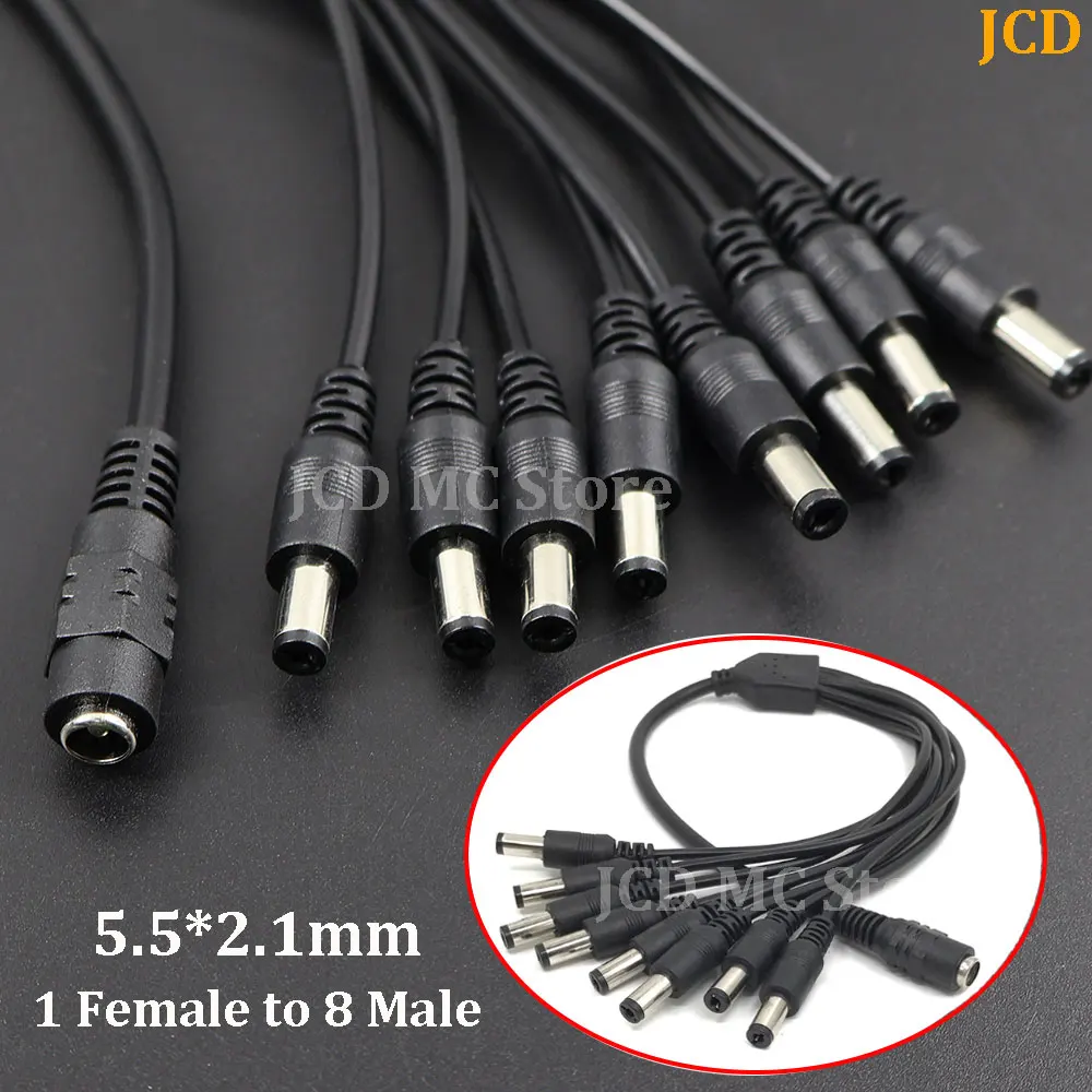 

5.5* 2.1mm 1 to 2/3/4/5/8 Way DC Power Splitter Cable DC5521 12V Power Adapter Connector Cord For LED Strip Lights CCTV Camera