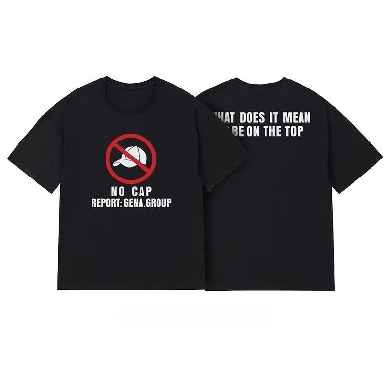 

GENAGROUP Hip-hop Rap Print Pure Cotton Loose Short-sleeved T-shirt Base Layer for Men