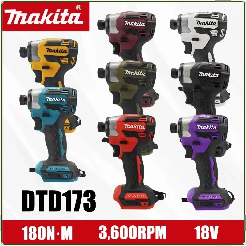 makita-18v-dtd173-brushless-impact-driver-180n·m-t-mode-cordless-electric-drill-portable-rechargeable-power-tool-for-wood-bolt