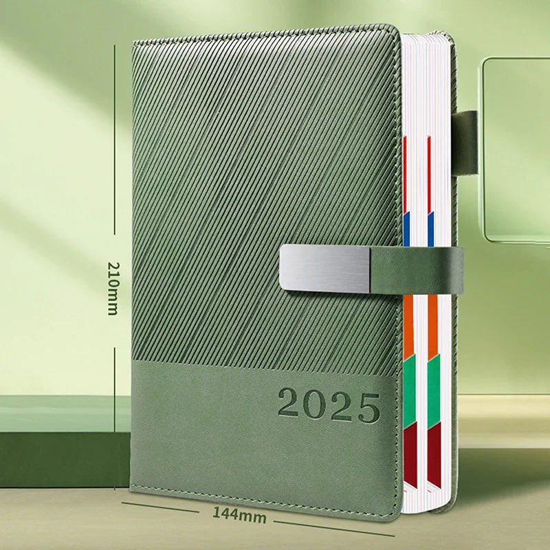 2025 Daily Planners A5 Schedule Notebooks with index Leather Cover 365 Days Calendar Journal School Office Supplies Agenda