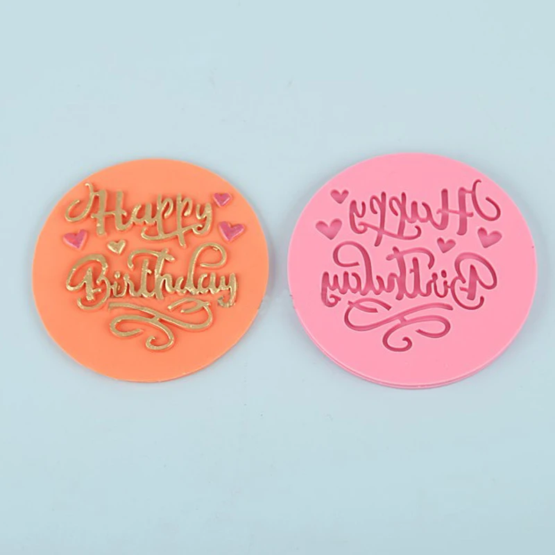 New Happy Father\'s Day Cookie Embosser Mold Thank You Letter Biscuit Embossed Stamp Happy Birthday Fondant Cake Decorating Tools