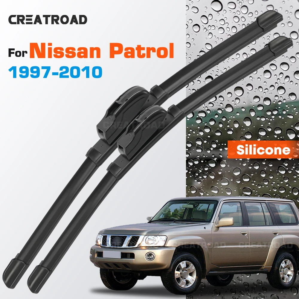 

Silicone Wiper Blades Fit For Nissan Patrol Y61 1997-2010 Coated Silent HD Wear-Resistant Car Windshield Wipers 20"+19"