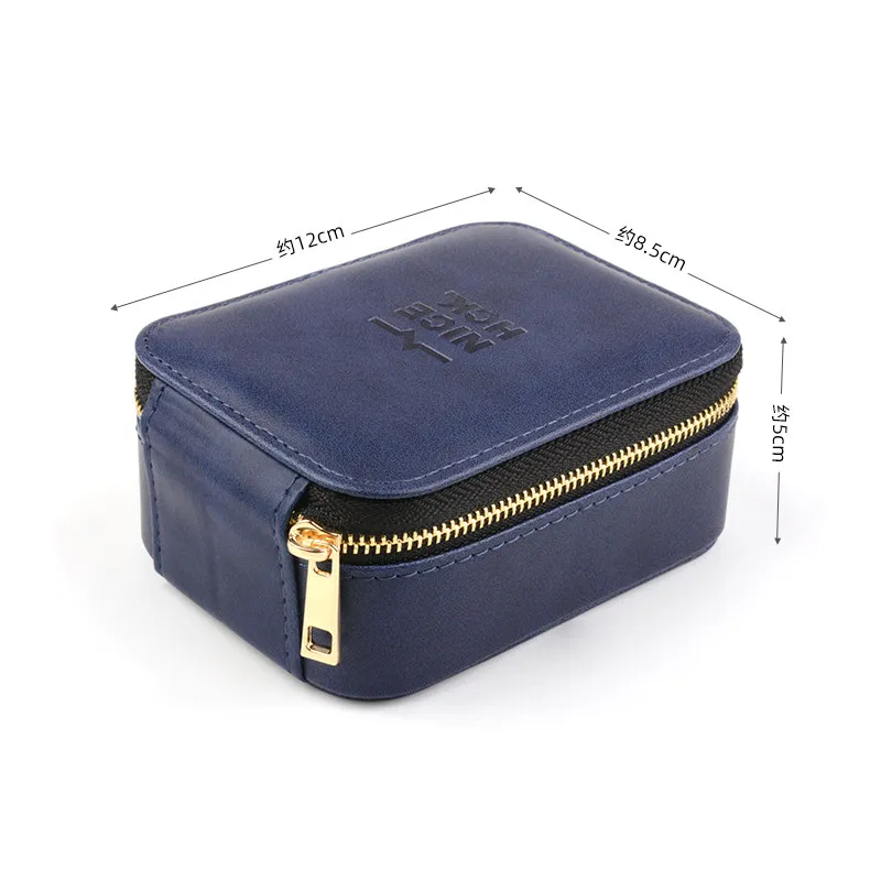 NICEHCK Zipper Earphone Storage Bag PU Material Flocking Lining 12x8.5x5cm Portable Cable Organizer Bag Brown/Blue Color