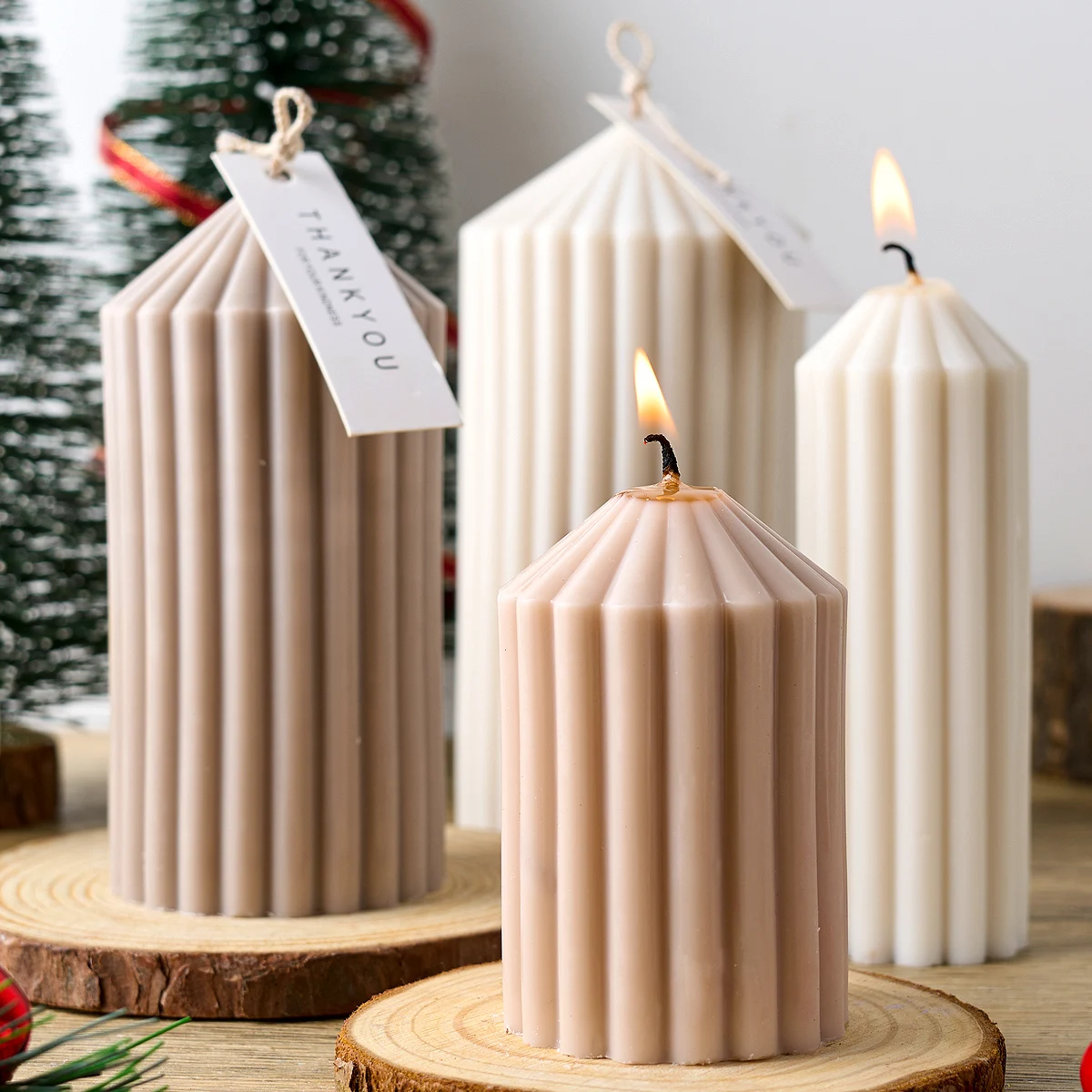 3D Church Pointed Silicone Candle Mold Nordic Style Cylindrical Soap Making DIY Plaster Resin Craft Casting Molds Home Table Dec