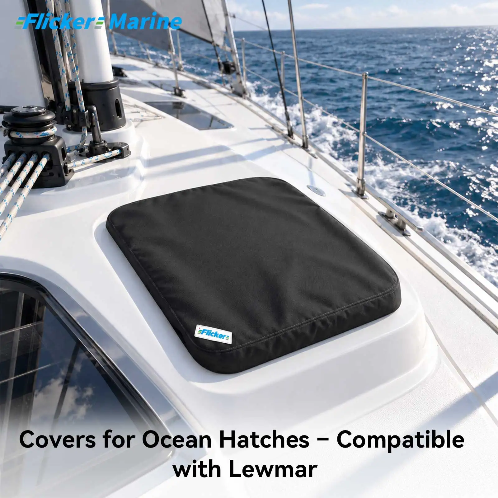 FLICKER MARINE Hatch Cover for Lewmar Ocean Hatches, Polyester Protective Hatch Sleeve, Secure Fit Hatch Protective Cover