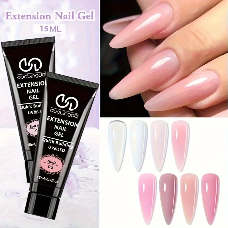 

DOULINGDAI Poly Gel Nail Kit With UV Light, 24 Pcs 0.5oz Nude Pink Gel Extension Kit for Beginners With Everything Nail Art DIY for Women Girls at Home DIY.
