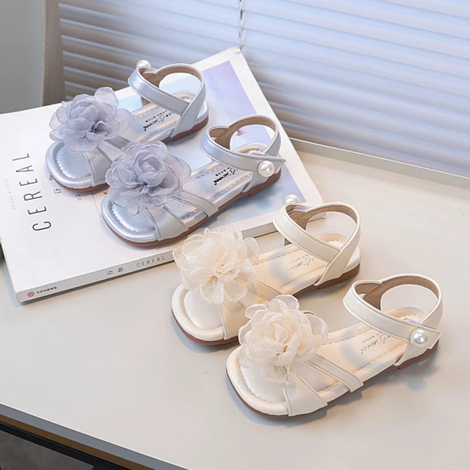 

Summer Sandals New Fashion Soft Soled Girl Shoes Flower Elegant Princess Shoe Exquisite Anti Slip Comfort Beach Kid Shoe Сандали