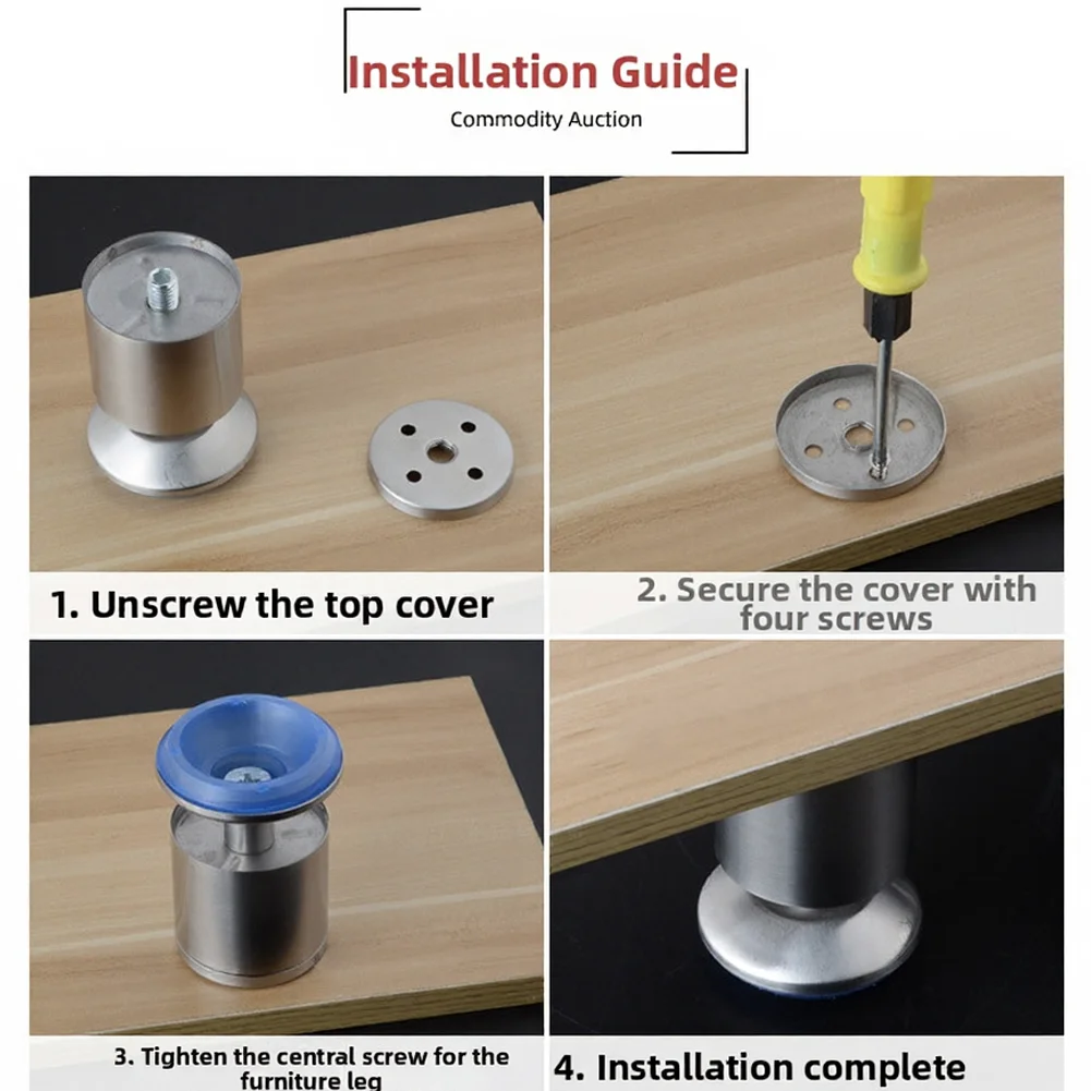 

4pcs Adjustable Height Stainless Steel Cabinet Legs Fur-niture Legs Support Legs For Cabinet Bed Feet Table Legs Fur-niture