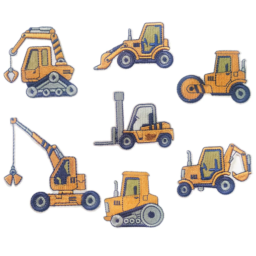 7 Pcs Cartoon Cloth Stickers DIY Sewing Excavator Patches Decor Clothes Materials Wear-resistant Hat Decorate