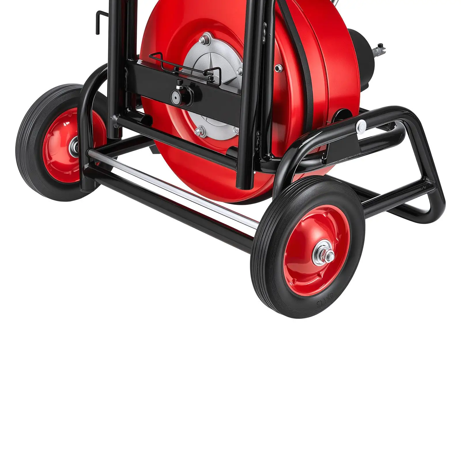100 FT x 3/8 Inch Auto Feed Drain Cleaner Machine Sewer Snake Auger Portable with Climbing Wheels Adjustable Drum 8 Cutters Foot Switch for 2 to 4 Inch Pipes