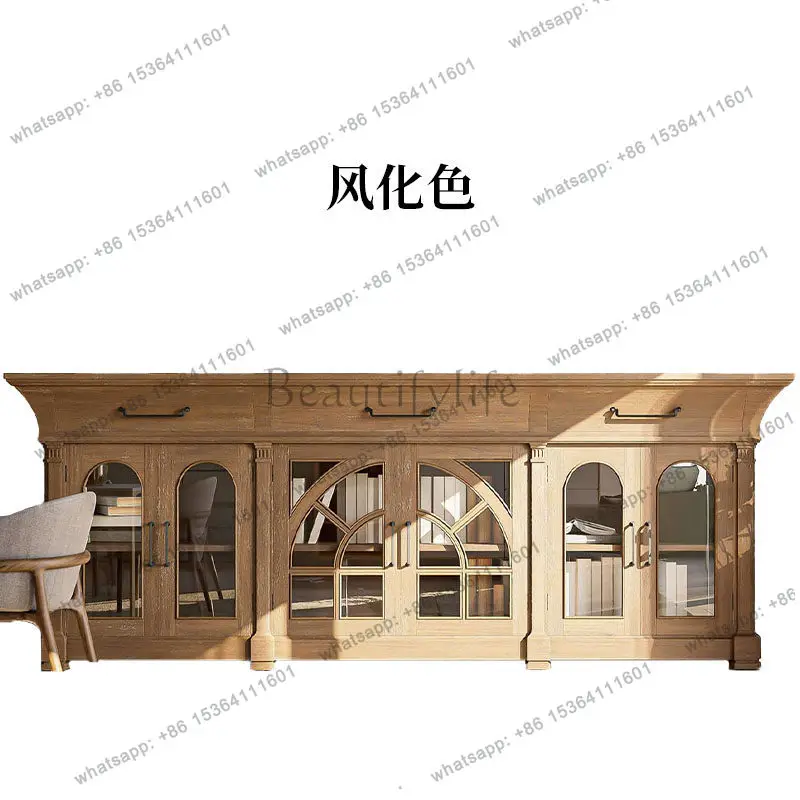 

French retro dining side cabinet American against the wall household entrance small apartment solid wood storage cabinet