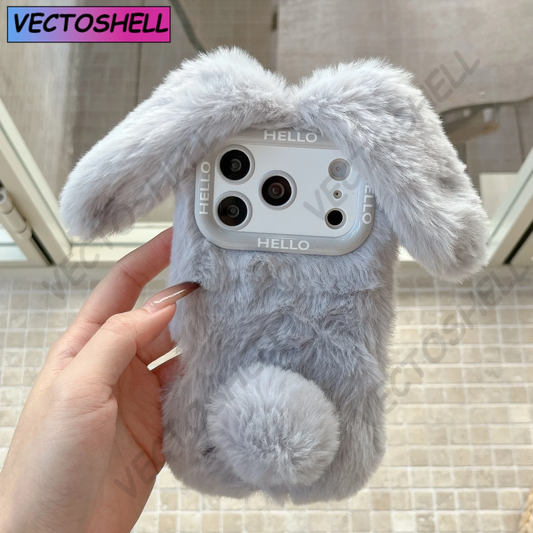 

Cute Plush Rabbit Ears Case For iPhone 17 Pro Max Soft Fur Phone Cover For iPhone 16 ProMax 15Pro 14 Pro 13 Cute Back Cover