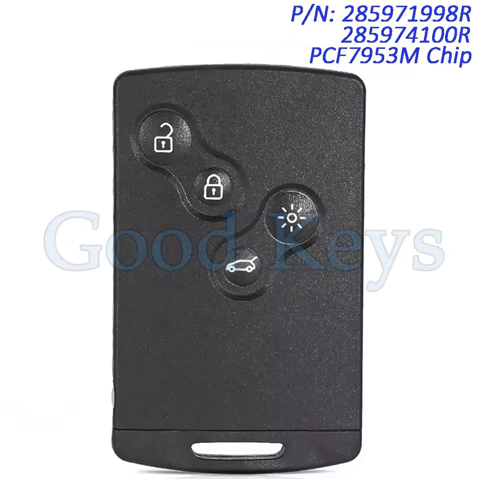 

285971998R 285974100R PCF7953M 4A Chip 433MHz Keyless Remote Key Fob for Renault Clio IV Captur 2009-2014 2015 2016 2017 18 2019