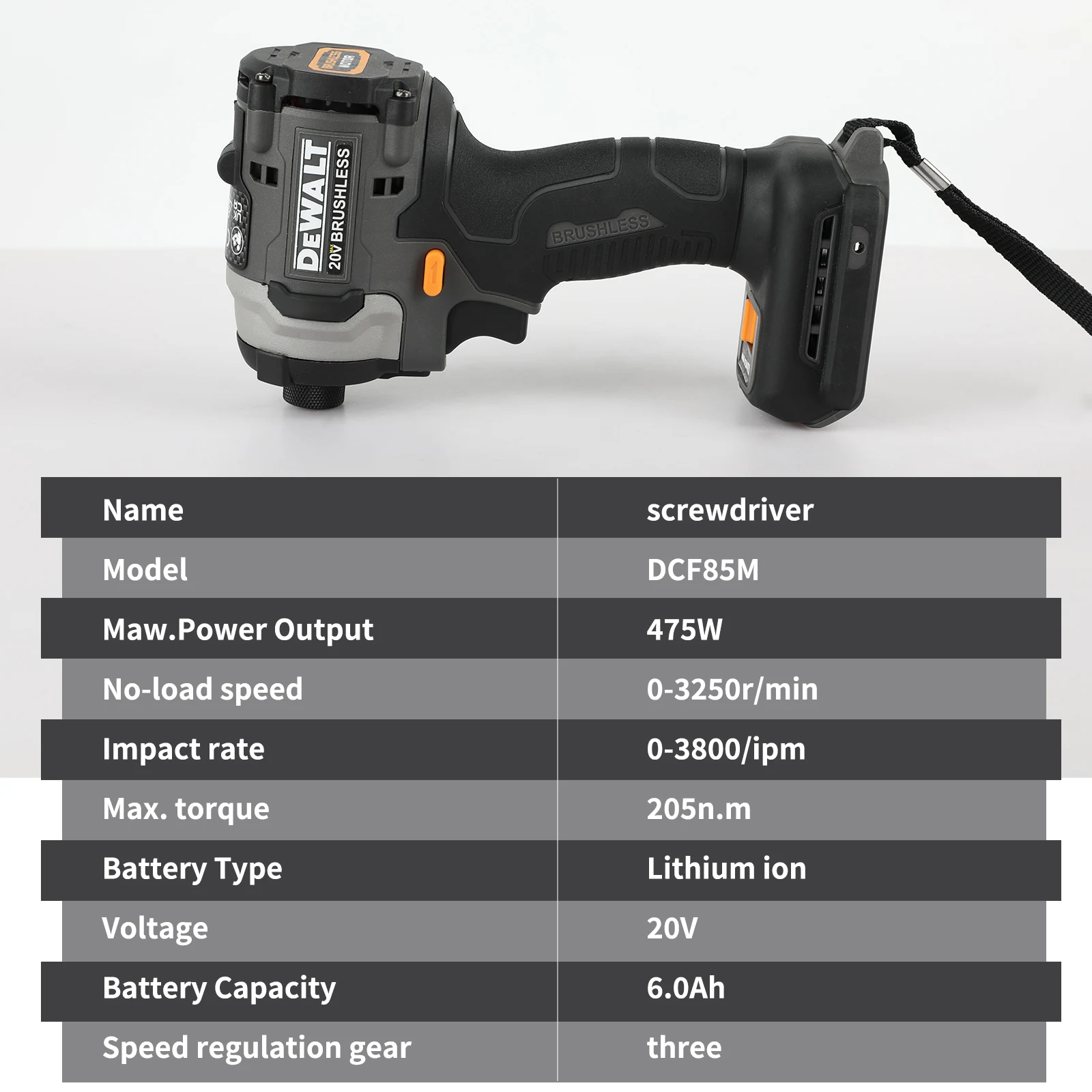 DEWALT 85m 20V batterie au Lithium outil Compact multifonctionnel électrique tournevis sans brosse, Rechargeable, perceuse à main, perceuse à percussion