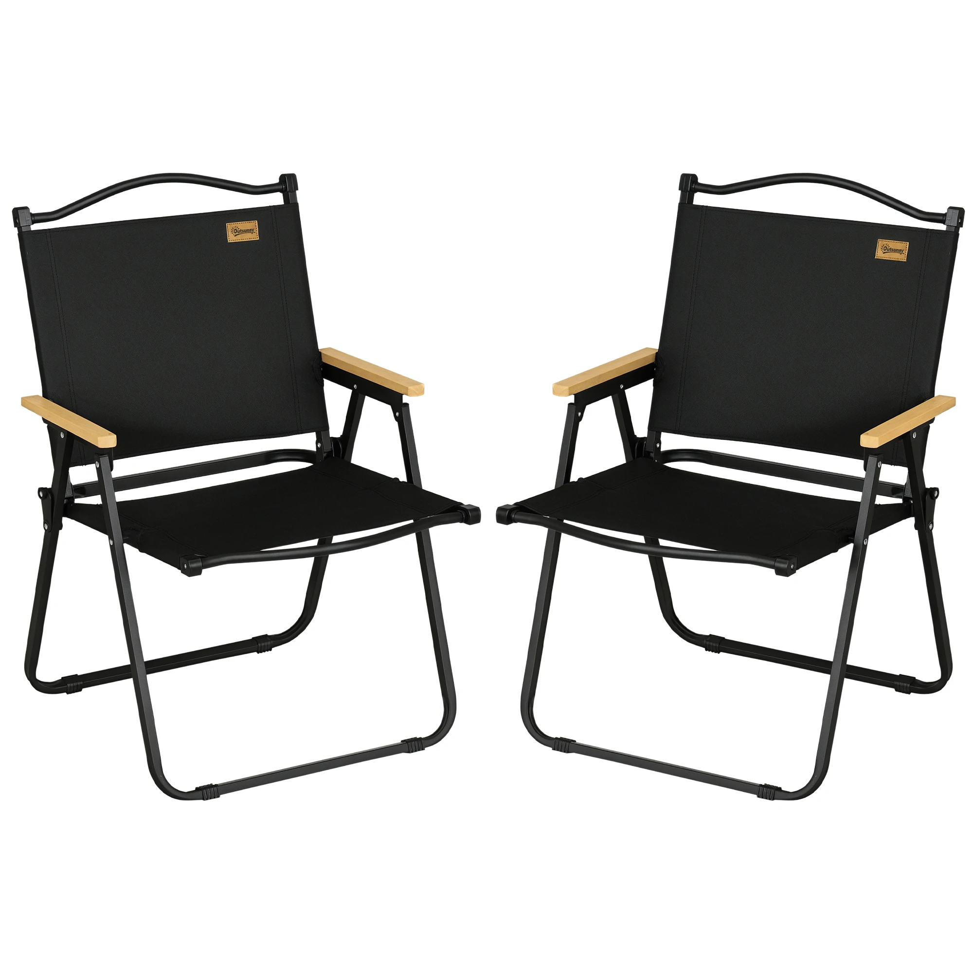 Outsunny Pack de 2 Sillas Plegable de Camping con Reposabrazos