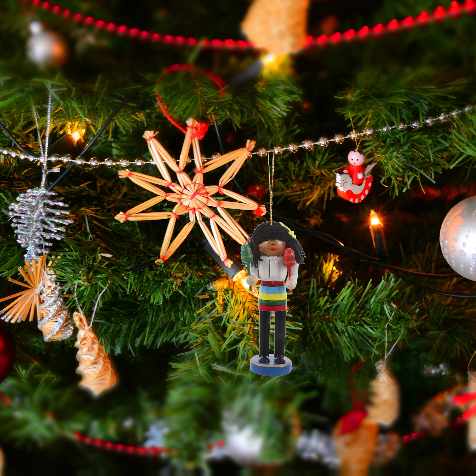 

6Pcs Christmas Nutcracker Soldier Pendants Wooden Hanging Ornaments Holiday Decor Xmas Party Supplies