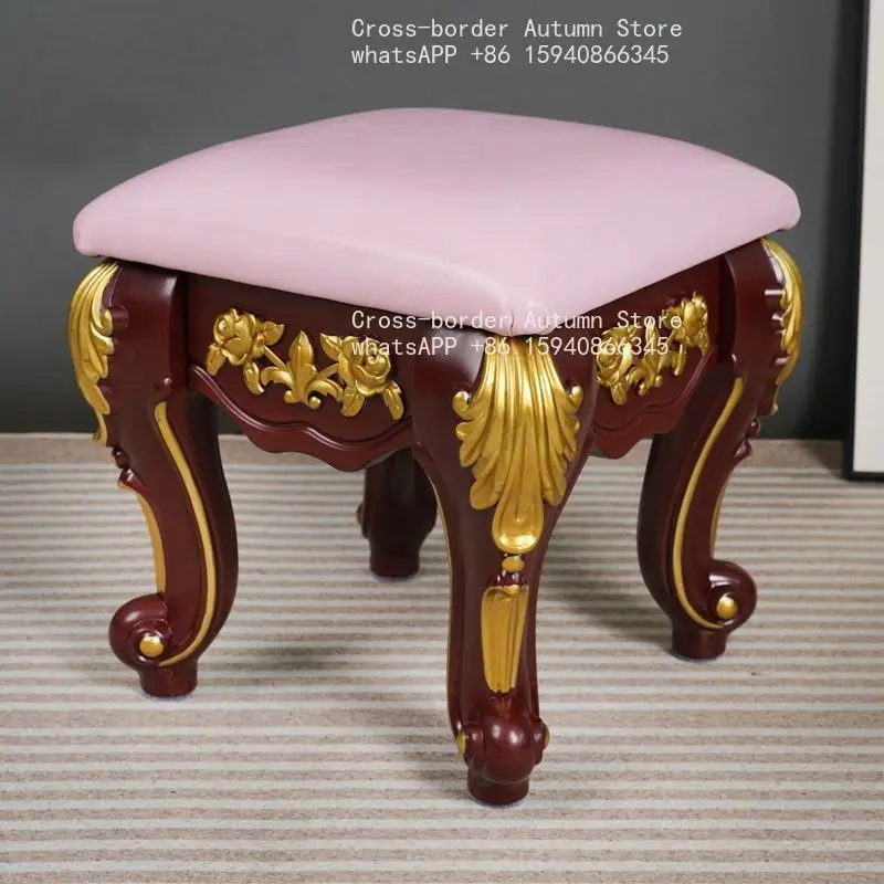 European-style small stool for living room, low stool for makeup creative fabric, high-end home bedroom piano stool