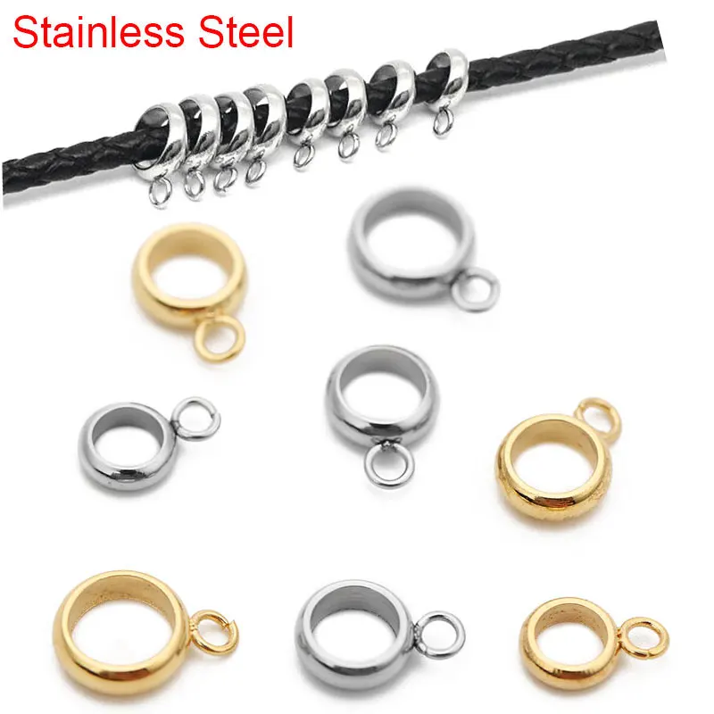 30pcs/lot Stainless Steel Pendants Connectors Pinch Clip Gold Color Charm Bail Beads For Necklace Bracelet Jewelry Accessories
