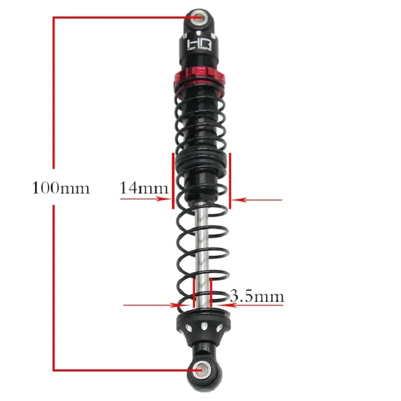 HR Parts Metalowy dwusekcyjny amortyzator hydrauliczny 100 mm do modelu samochodu 1/10 1/8 RC Akcesoria do modernizacji gąsienicowego