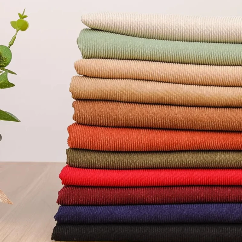 Corduroy Fabric Fine Stripe Polyester Cotton Solid Color Garment Designer Curtains Handmade DIY Home Craft Material Decoration