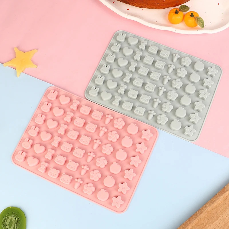 1Pc 54 Cavities Fruit Animal Silicone Mold DIY Mini Chocolate Ice Cube Tray Dropper Candy Fudge Non-stick Jelly Baking Mold