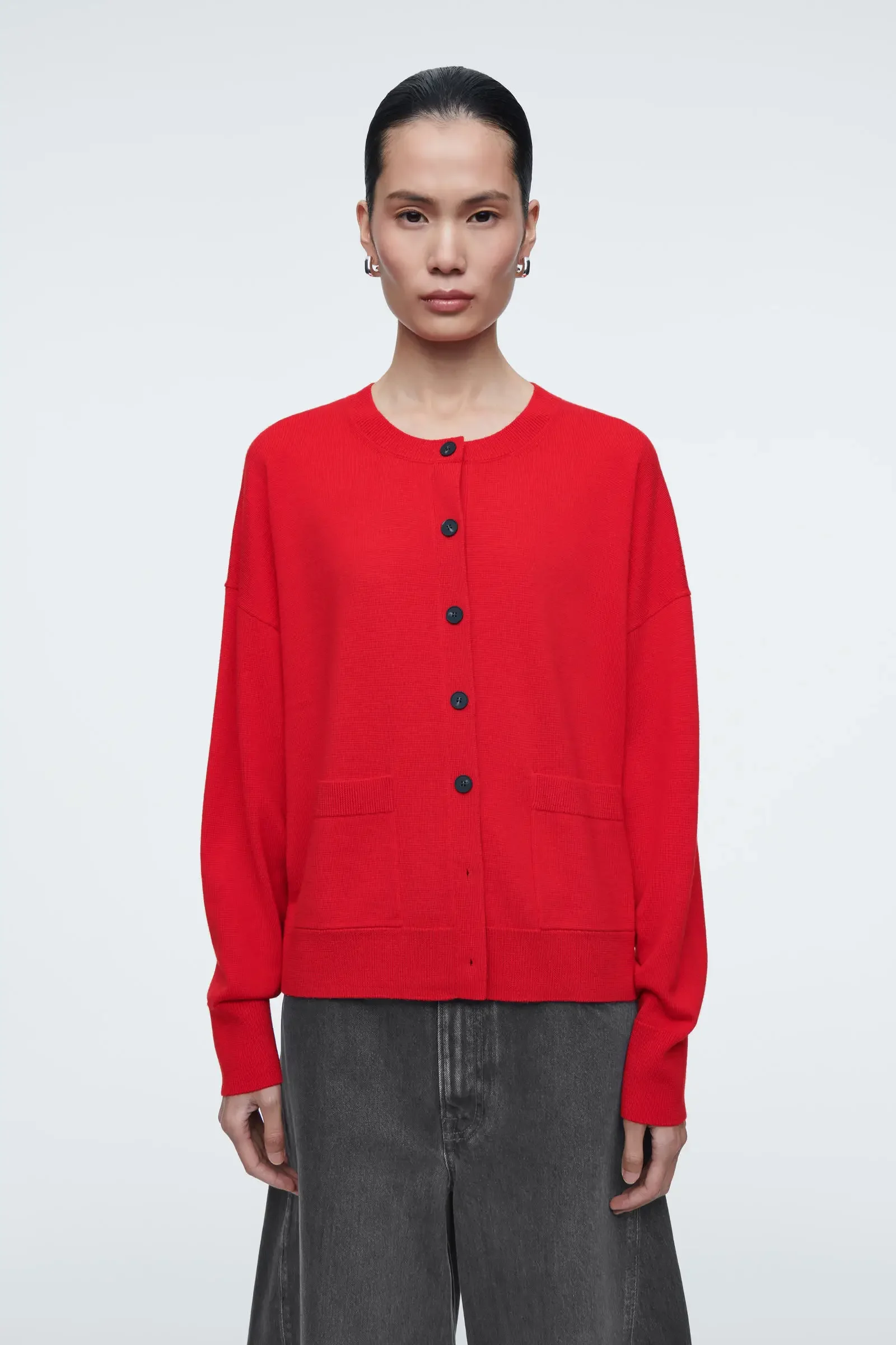

Элегантный кардиган YAZHIMEI 2026: новая осенняя коллекция, женский повседневный красный вязаный кардиган с круглым вырезом из смесовой шерсти