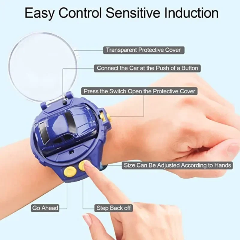 Children Boys Gift Cartoon Mini RC Remote Control Car Watch Toys Electric Wrist Rechargeable Wrist Racing Cars Watch for Girls