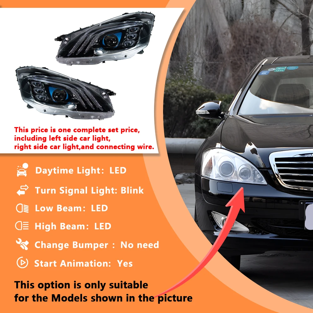 Geüpgradede LED koplampen van hoge kwaliteit met lens voor Benz S-Klasse W221 S300 S350 S400 S500 S600 S65 2006-2013