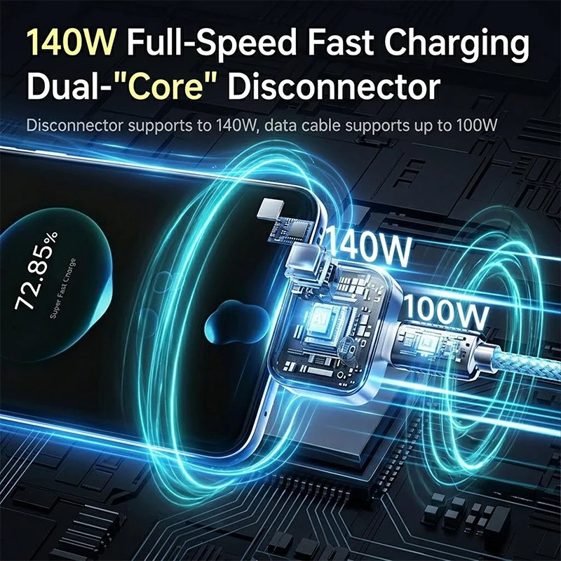 140w Type-c Fast Charging Charger Automatic Power-off When Fully Charged Intelligent Separation Compatible With Multiple Devices