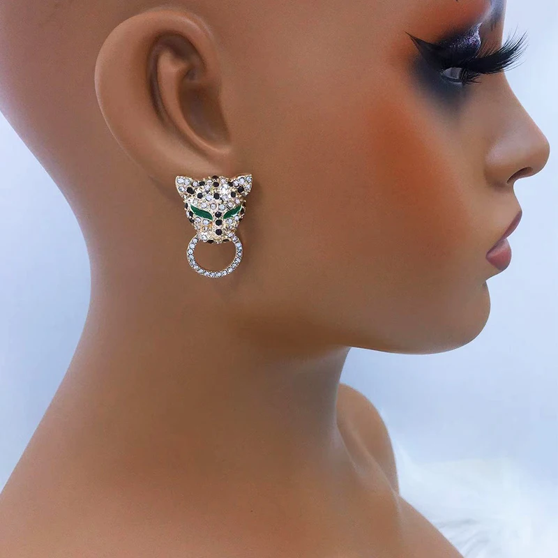 Recommended By Miss Jenny Fashionable and Noble Metallic Color Designer  Leopard Head Lady Earrings Party Gift Jewelry