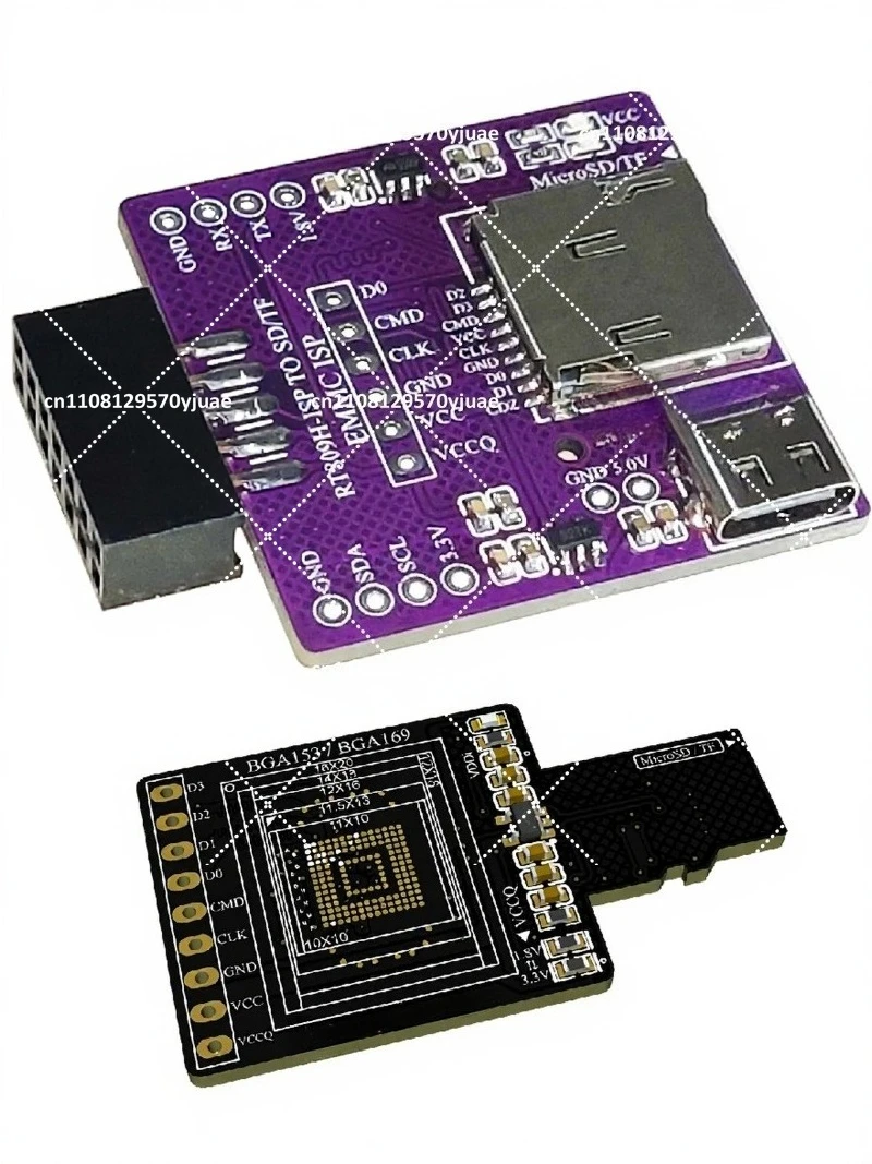 RT809H ISP to TF SD Card Slot Holder Board Conversion Interface EMMC Detachable Flying Wire Online Burning